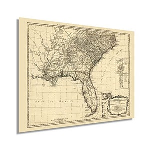 May include: An antique map of the Southern British Colonies in America, showing the states of Georgia, South Carolina, North Carolina, Virginia, Maryland, Pennsylvania, New Jersey, New York, Connecticut, Rhode Island, Massachusetts, New Hampshire, and Delaware. The map is printed in black and white on a cream-colored background.