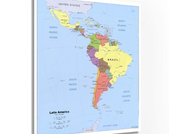 2006 Latin America Map Poster - Central and South America Map - Latin American Poster - South America Map Poster - South America Wall Map