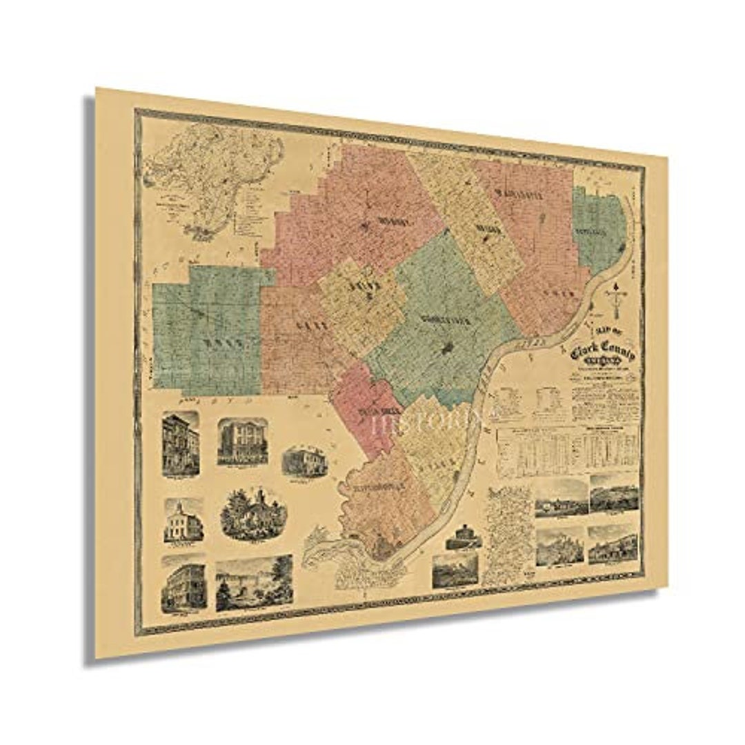 Buy 1875 Clark County Indiana Map - Vintage Clark County IN Map