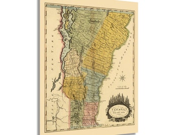 1814 Vermont Map - Vermont State Vintage Map - Vermont Wall Art - Old Vermont Map Poster - Vermont Wall Decor - Historic Map of Vermont