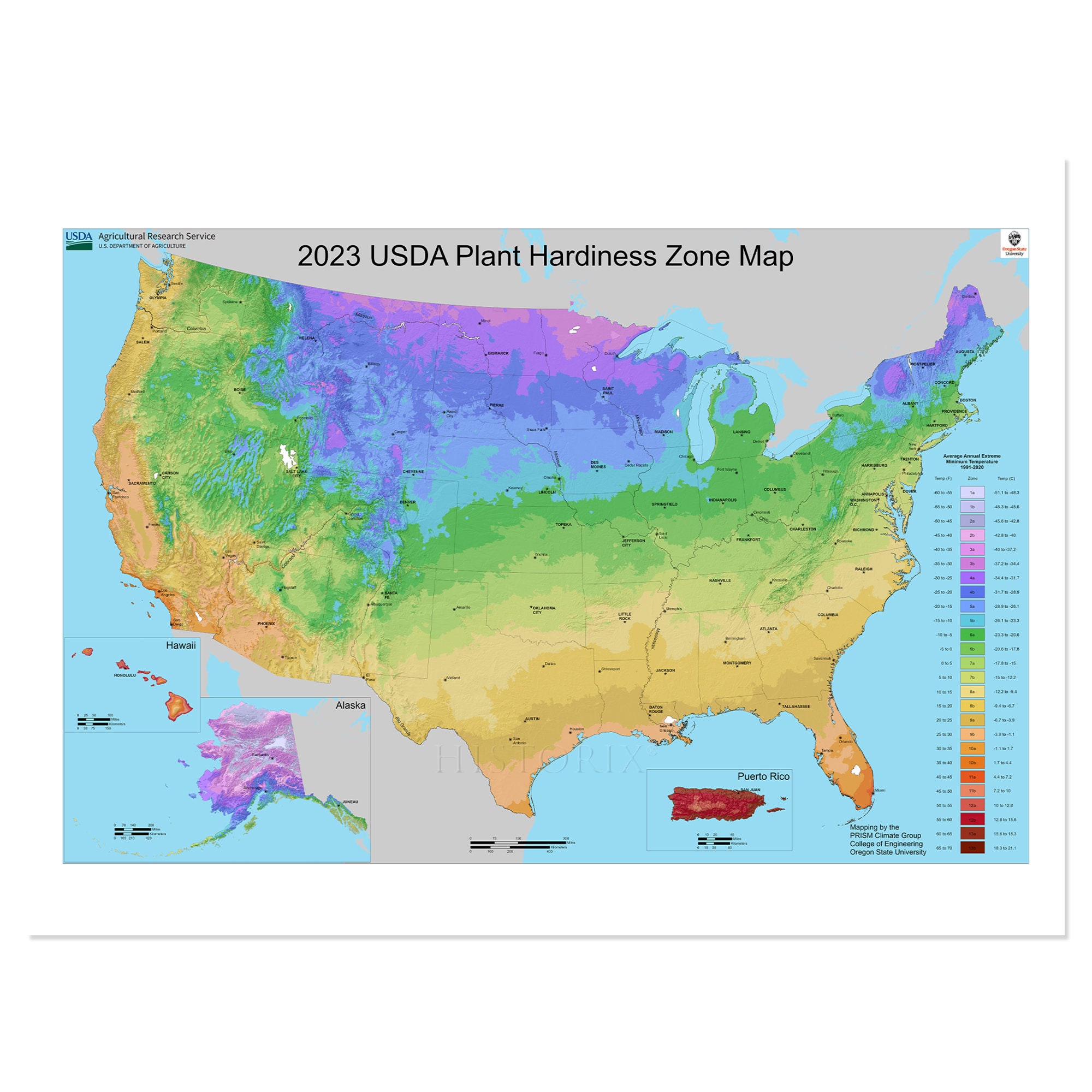 2023 USDA Plant Hardiness Zone Map Poster - USDA Hardiness Zone Map