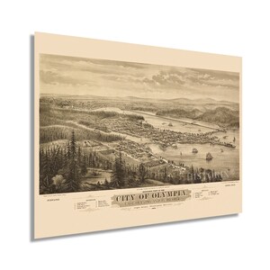 1879 Olympia Washington Map - Vintage Map of Olympia Washington Territory - Old Olympia Map - East Olympia Tumwater Puget Sound