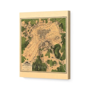 1863 Gettysburg Map  - Canvas Wrap Vintage Gettysburg Battlefield Map - History Map of the Battle of Gettysburg Pennsylvania Wall Art Poster