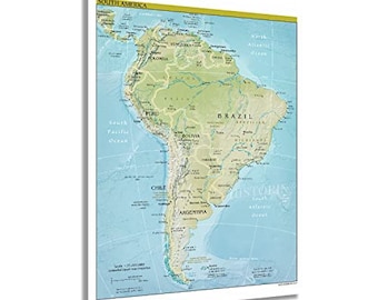 2021 South America Map Poster -  South America Wall Map - Map of South America Poster  -Wall Art Map of Latin America