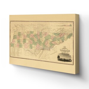 1832 Tennessee State Map Canvas Art - Canvas Wrap Vintage Tennessee Map  - History Map of Tennessee Taken From Survey Wall Art Poster