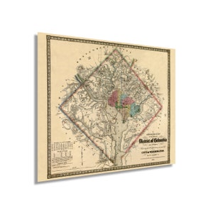 1862 Washington DC Vintage Map - Historic Washington DC Map Showing Fortifications - Civil War Map of Washington DC Map Poster