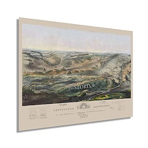 1863 Gettysburg Battlefield Map - Old Gettysburg Map Art - History Map of  Gettysburg Battlefield Civil War Wall Art Poster