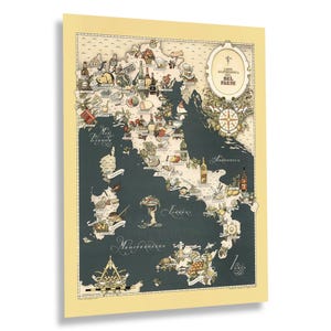 1949 Gastronomic Map of Italy Poster - Vintage Italy Poster Map - Carta Gastronomica de Bel Paese - Italy Food Map Print
