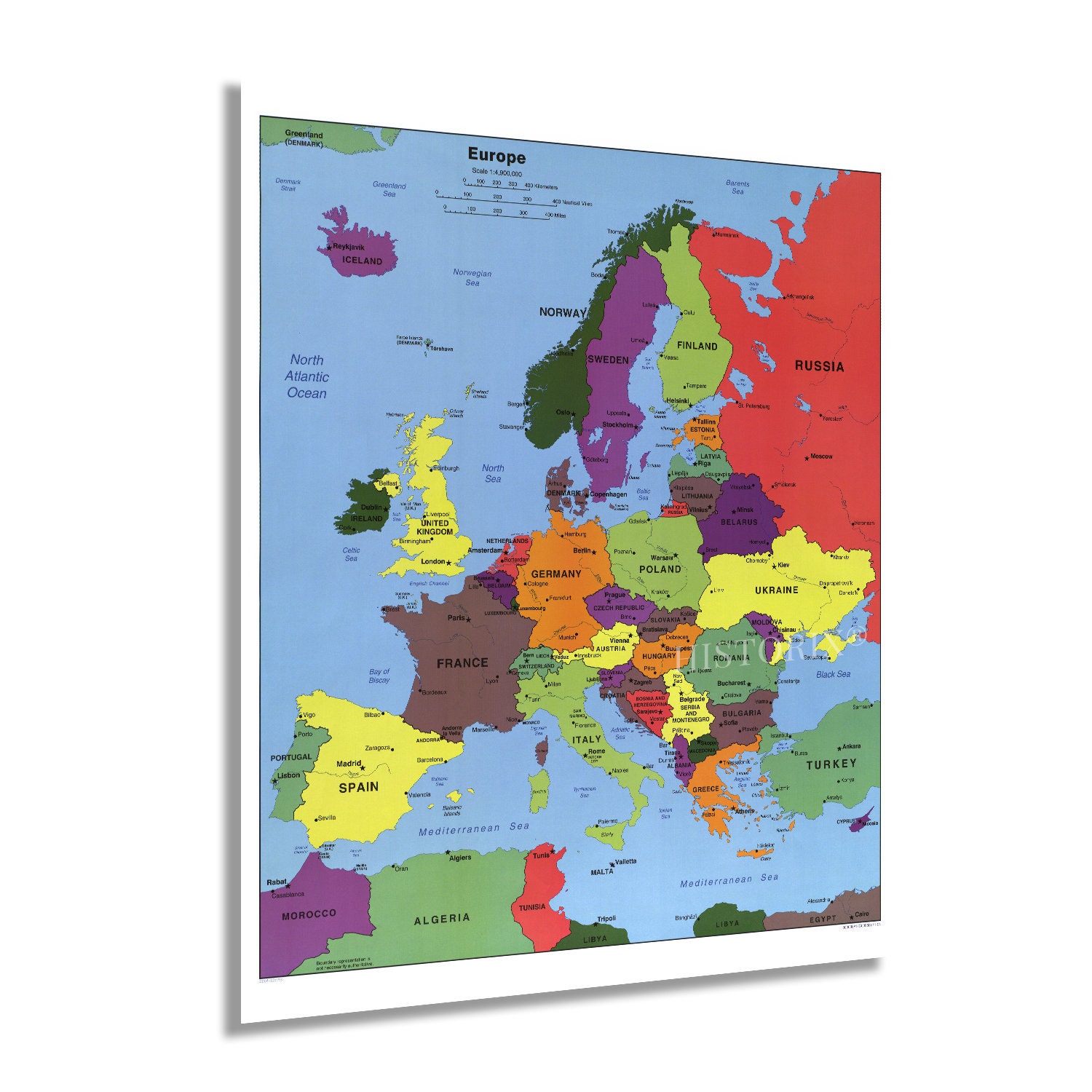 2004 Europe Map Poster Map of Europe Wall Art Wall Map of Europe Europe