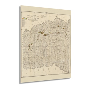 1900 Choctaw Nation Indian Territory Map - Vintage Map of Choctaw Indian Territory Oklahoma Wall Art - Includes Coal Leases and Coal Claims