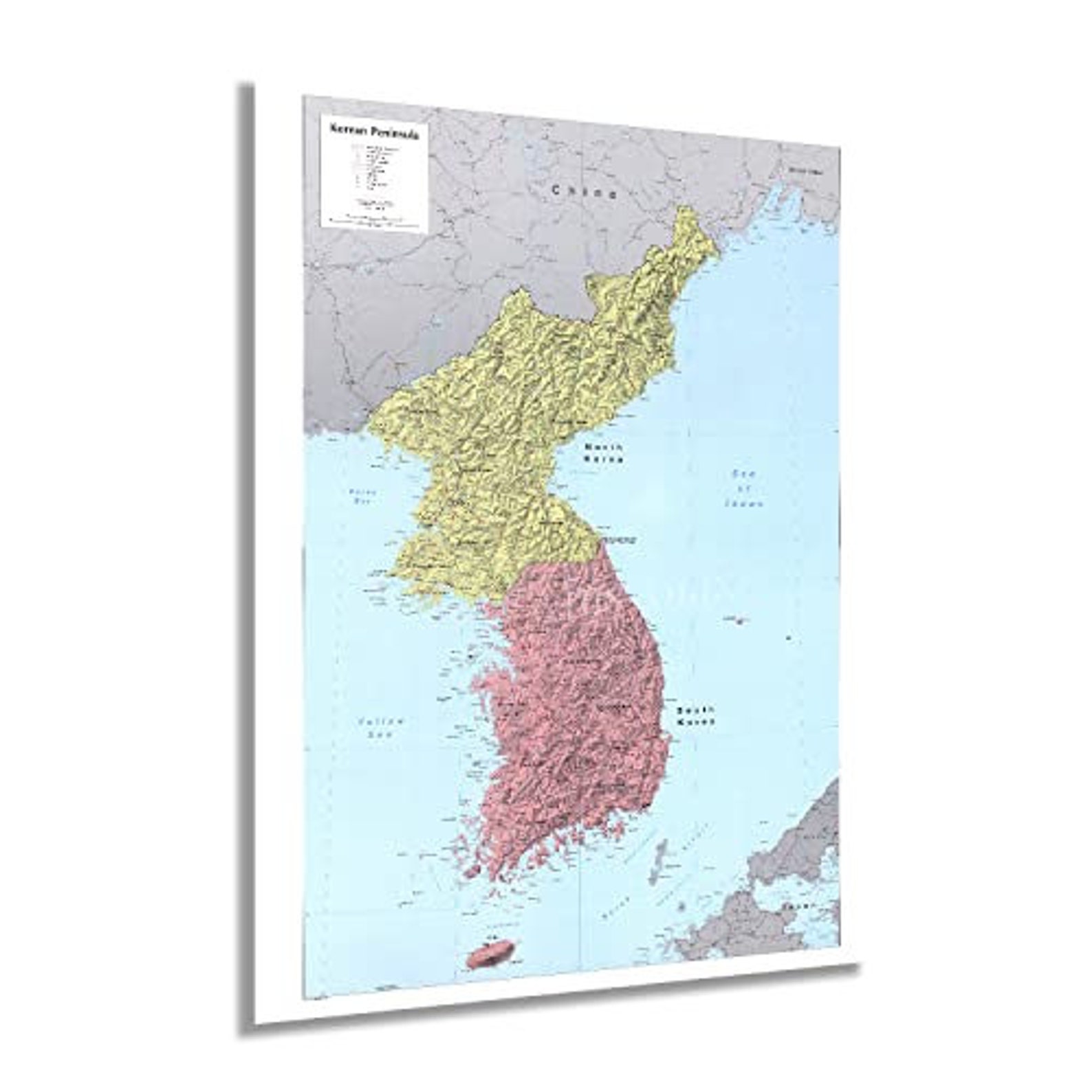 1986 Korean Peninsula Map - Vintage Map of Korean Peninsula Wall Art ...