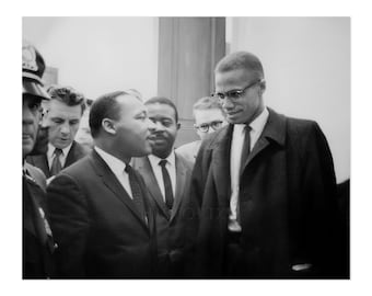 1964 Martin Luther King & Malcolm X Photo Print - Vintage Photo of Malcolm X and Martin Luther King Jr Poster Wall Art