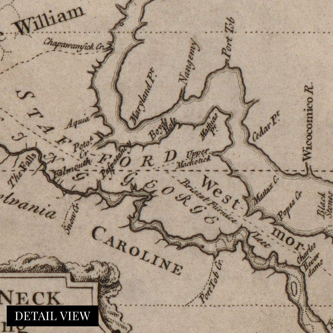 1747 Northern Neck of Virgina Map Print Northern Virginia Etsy
