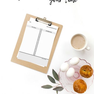 Daily planner printable, undated planner insert with schedule, to-do list, and note sections, Bullet Journal daily layout, minimalist