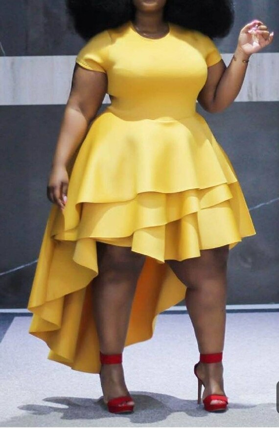 yellow peplum dress