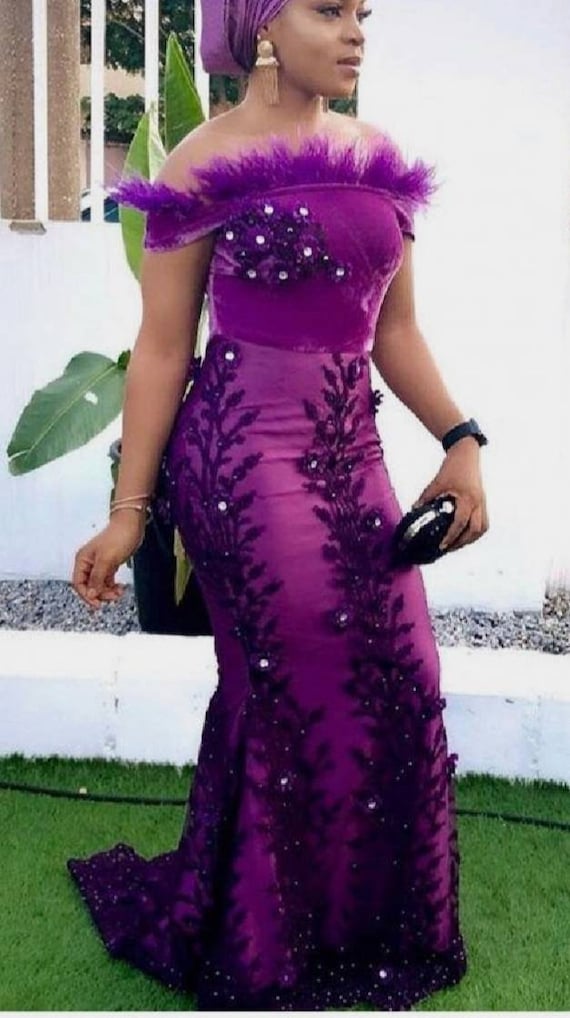 purple african wedding dress