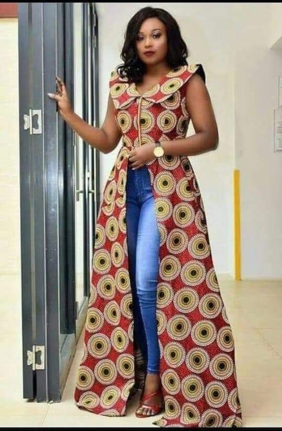 african print kimono dress