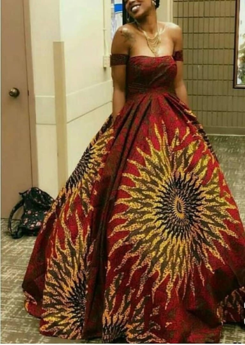 african print ball gown dresses