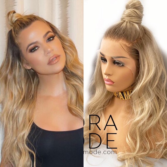 Khloe Kardashian Inspired Wig Half Hair Updo Blonde Human Etsy
