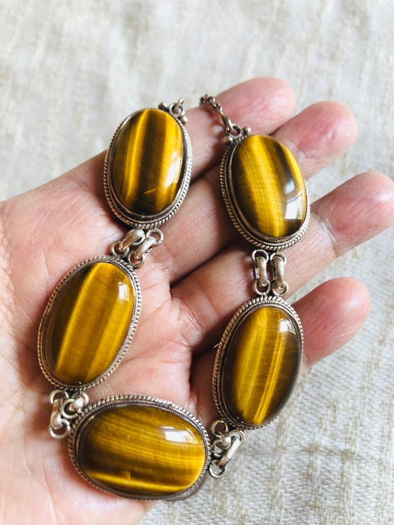 Large and Beautiful Tiger eye and silver necklace - image 1