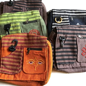 Handmade cotton bags/ Nepal/ lots of pockets/ five pocket