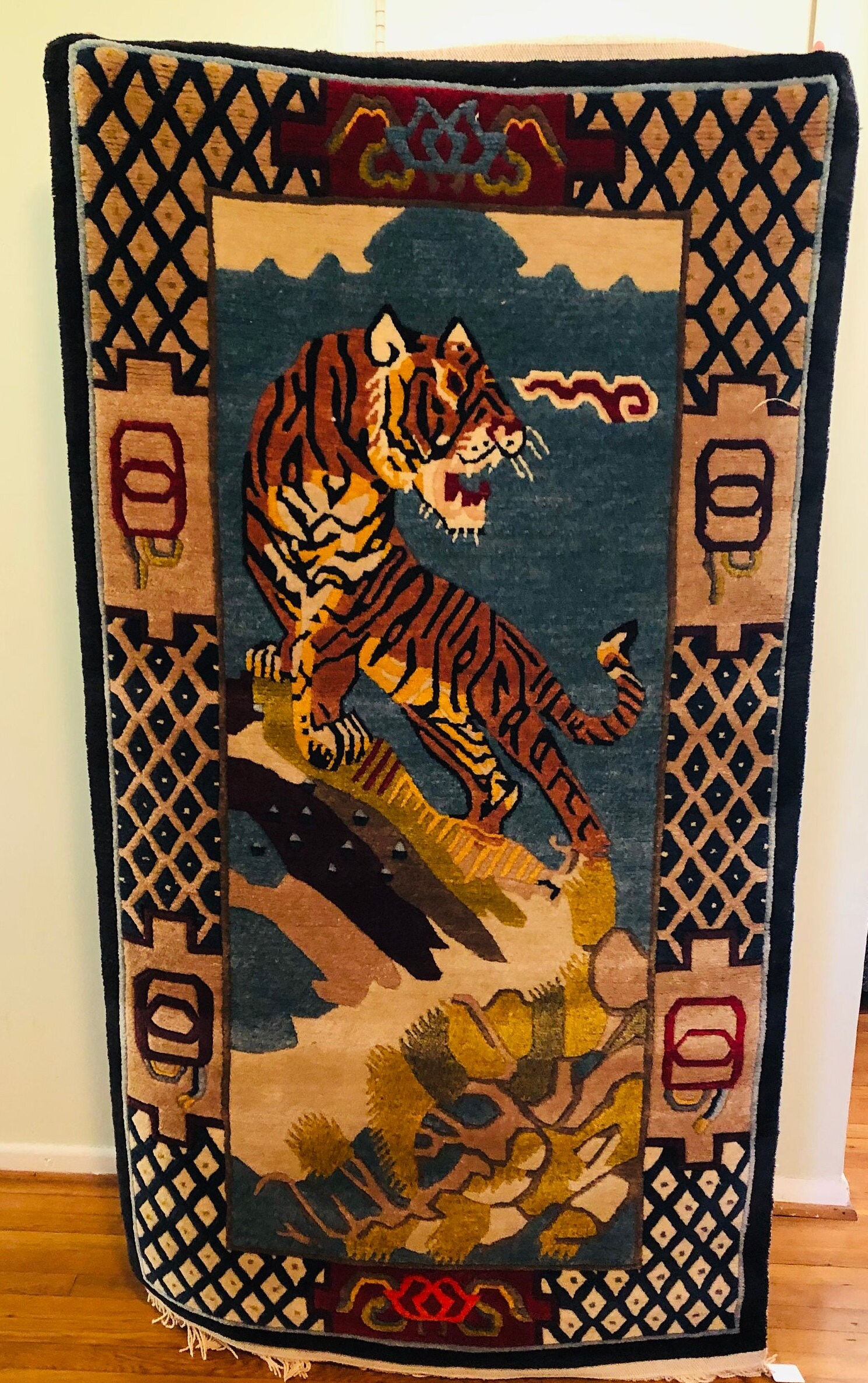 A Special Handmade Tibetan Rug, Pure Tibetan Sheep Wool