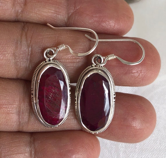 Ruby and silver earrings - image 2