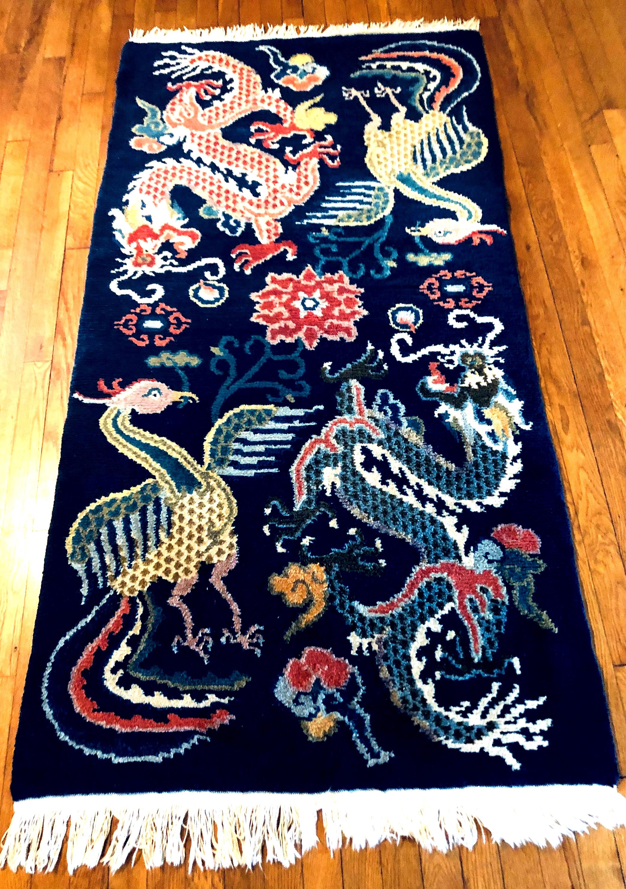 Hand Knotted Tibetan Wool Rug: Dragon & Phoenix Design - Etsy Finland