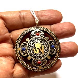 Tibetan Om and Double Dorje pendant, vajra, protection, healing, talisman, amulet