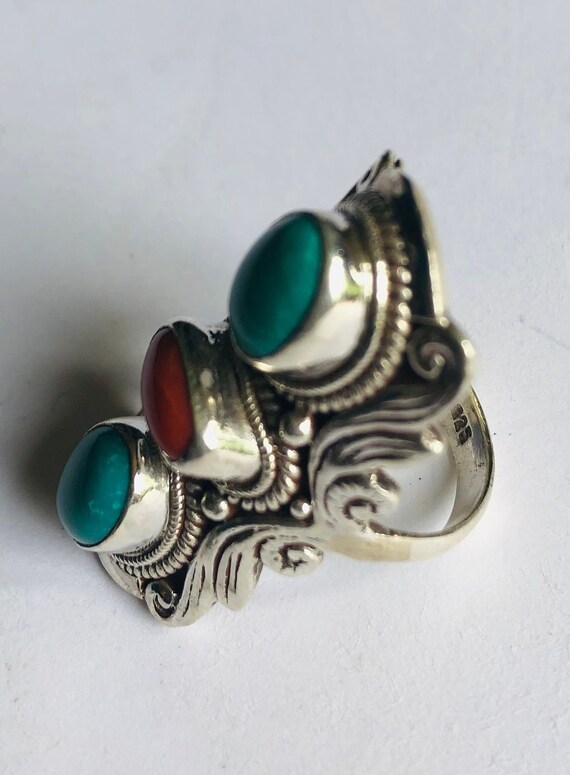 Tibetan traditional saddle handmade silver Ring - image 2