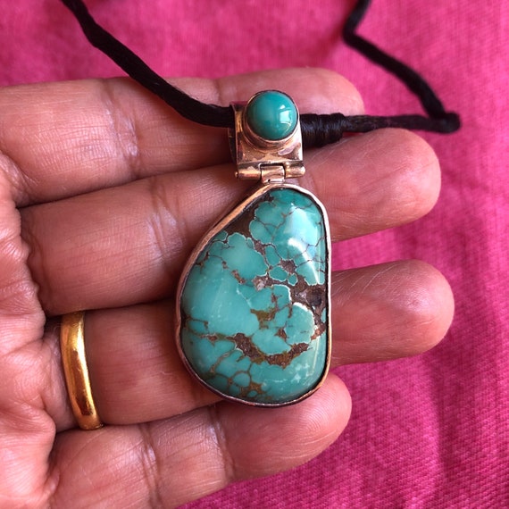 Old Tibetan turquoise pendant - image 2