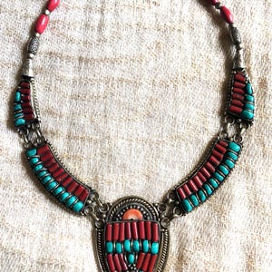 Corals, turquoise, inlaid Necklace