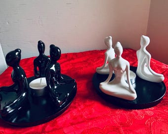 Porcelain Yoga ladies candle holder.