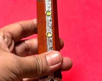 Crystal and red jasper gemstone wand/ healing/ balancing/ Base chakra/ crystal ball/ clear quartz
