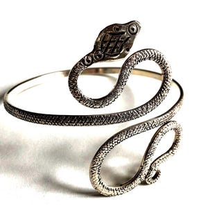 Handmade Silver Snake Arm Bracelet: Adjustable Upper Arm Cuff