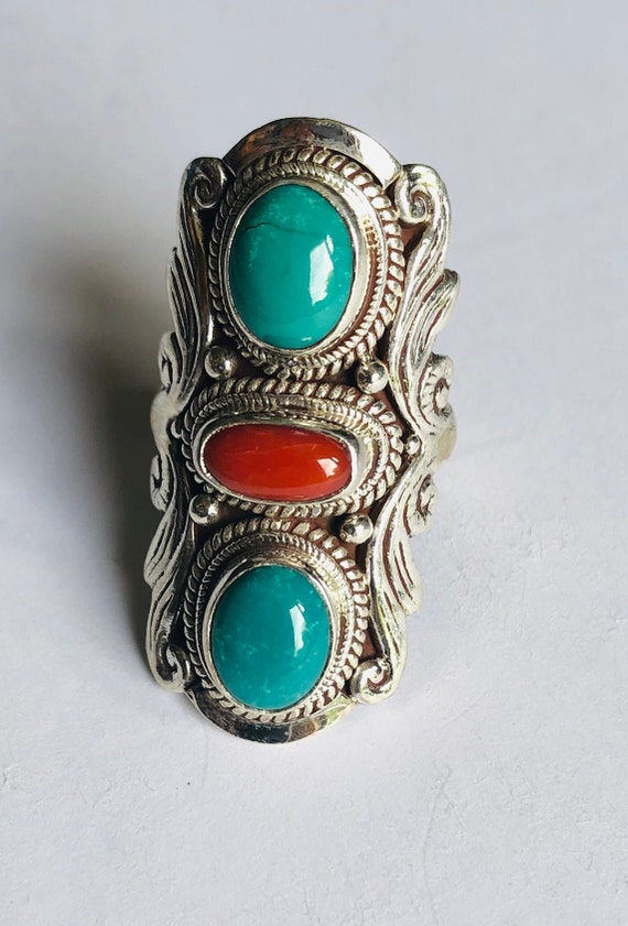 Tibetan traditional saddle handmade silver Ring