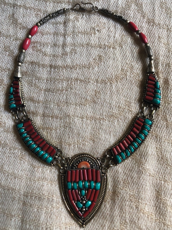 Corals, turquoise, inlaid Necklace