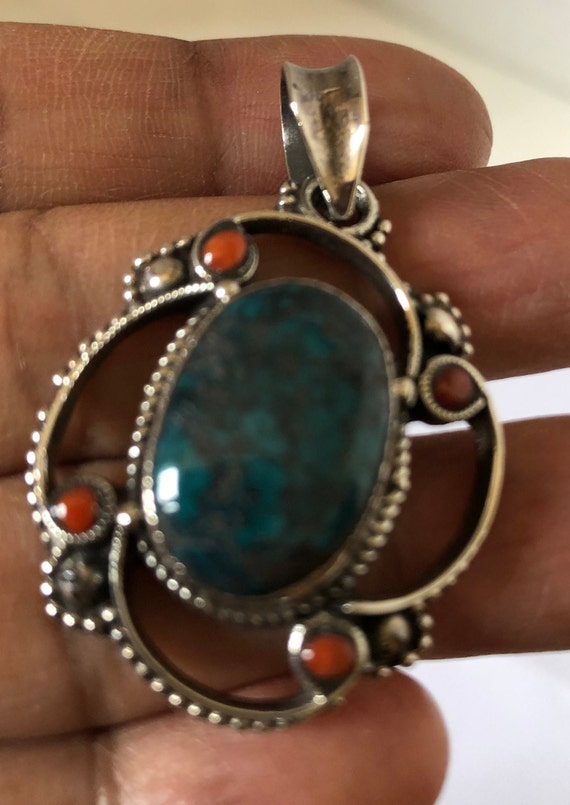 Tibetan Traditional Coral and old Turquoise pendan