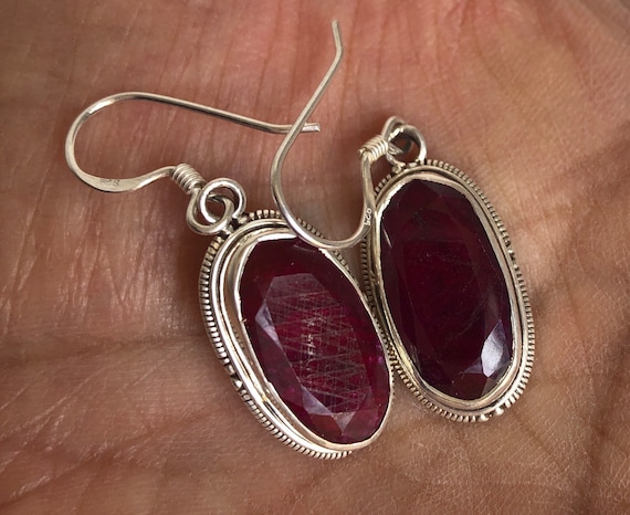 Ruby and silver earrings - image 1