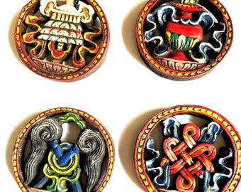 ネパール チベット 仏教 鉄製 8 つの縁起の良いシンボル 12 星座 動物