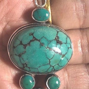 Tibetan silver and  turquoise pendant