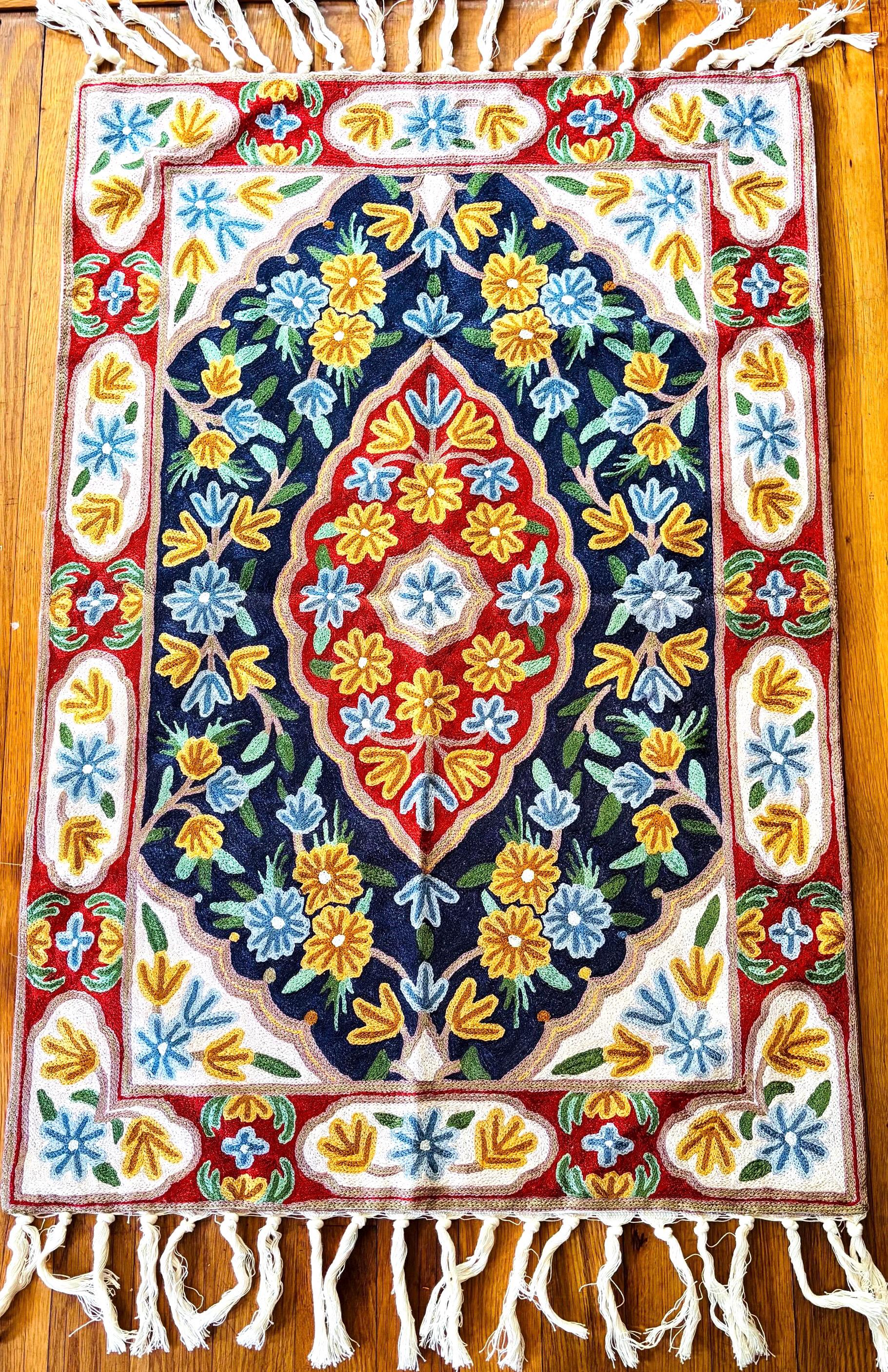 Embroidered Silk Wall Tapestry: Nepali Handmade Art, Color