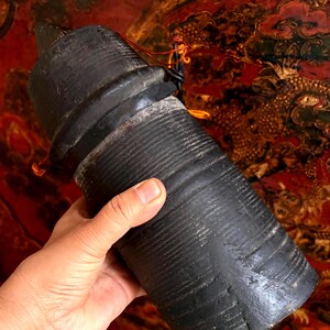 Chang Pot de madera antiguo y antiguo