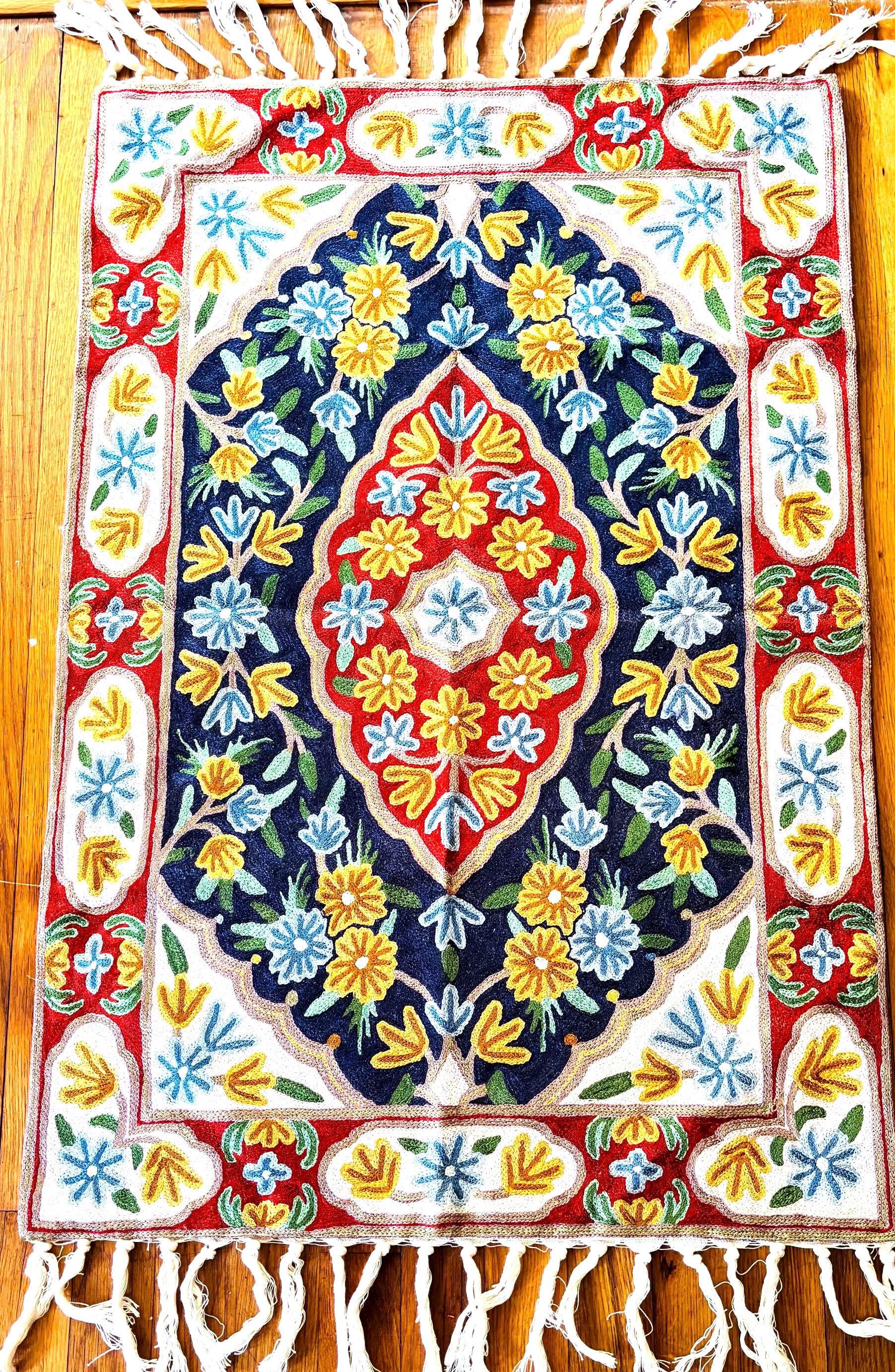 Embroidered Silk Wall Tapestry: Nepali Handmade Art, Color