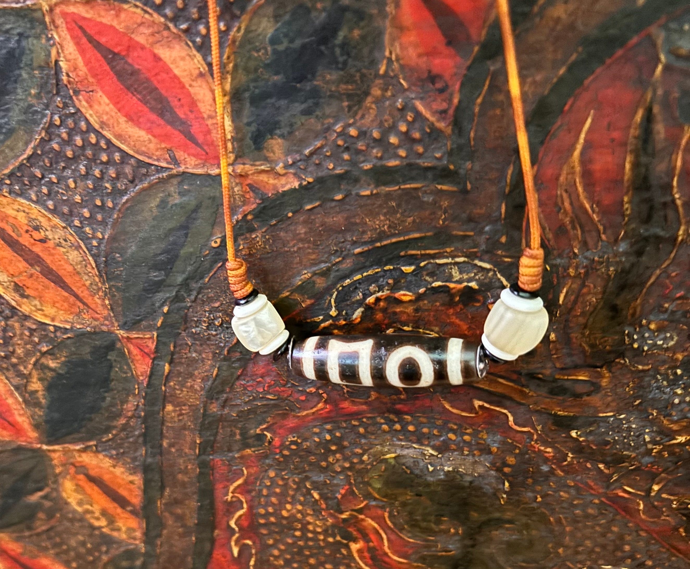 Old Sago-namgo Dzi Bead With Antique Mother Pearl Necklace. - Etsy