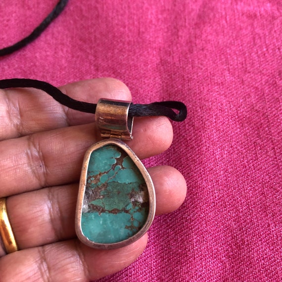 Old Tibetan turquoise pendant - image 6