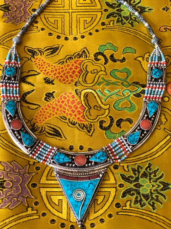 Stunning Tibetan inlaid Necklace. - image 3