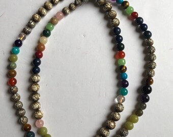 伝統的なチベットの数珠/7つのチャクラ石/宝石/108個のビーズ - Etsy 日本