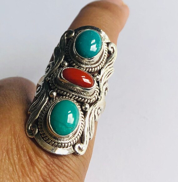 Tibetan traditional saddle handmade silver Ring - image 4