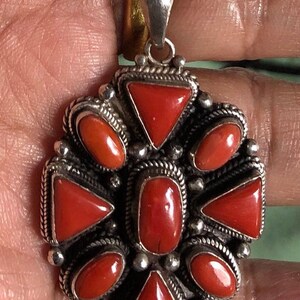 Tibetan Coral Silver Pendant: Handmade Nepal Jewelry